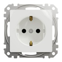 Розетка встраиваемая Schneider Electric Sedna Design с заземлением, со шторками, цвет белый