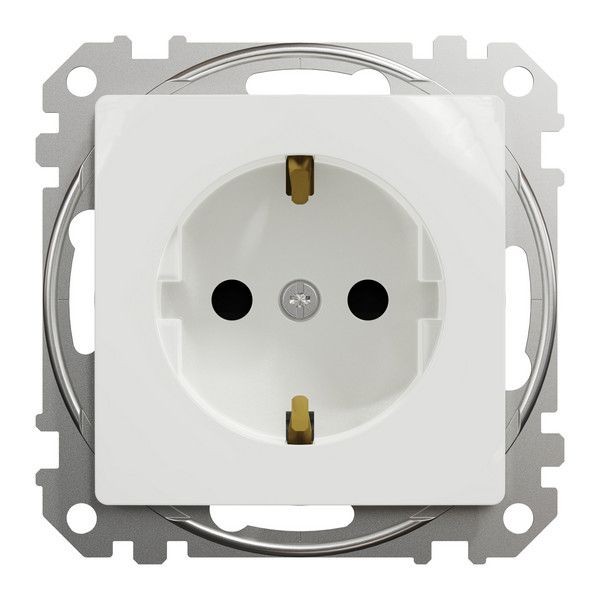 Розетка встраиваемая Schneider Electric Sedna Design с заземлением, со шторками, цвет белый