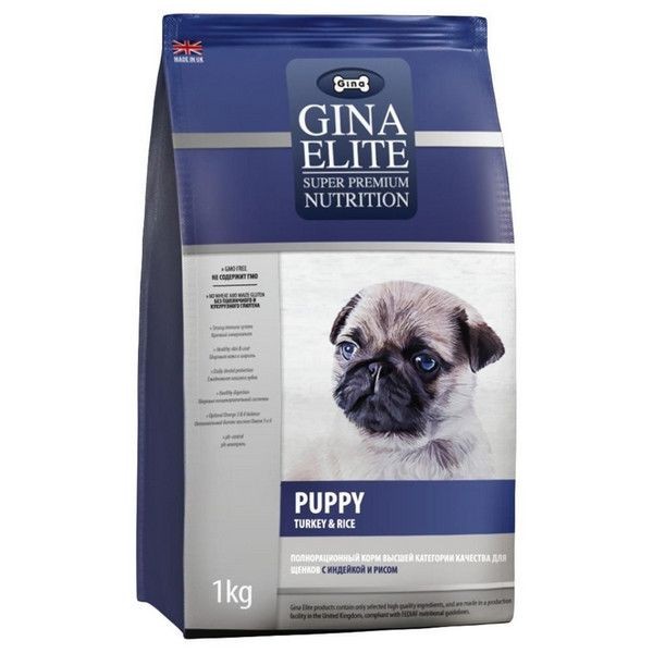 Gina ELITE Puppy Turkey&Rice Корм сухой для щенков, беременных и кормящих собак 1кг.