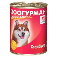 Влажный корм для собак ЗООГУРМАН – МЯСНОЙ РАЦИОН, Говядина, 350г
