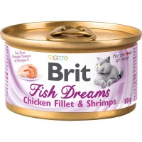 Консервы для кошек BRIT Fish Dreams Chicken fillet&Shrimps Куриное филе Креветки 80 г