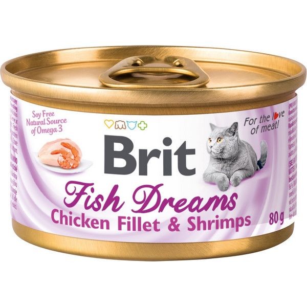 Консервы для кошек BRIT Fish Dreams Chicken fillet&Shrimps Куриное филе Креветки 80 г