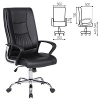 Кресло офисное Brabix Forward Ex-570, хром, экокожа, черное, 531837
