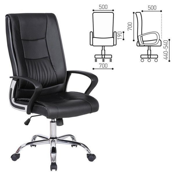 Кресло офисное Brabix Forward Ex-570, хром, экокожа, черное, 531837
