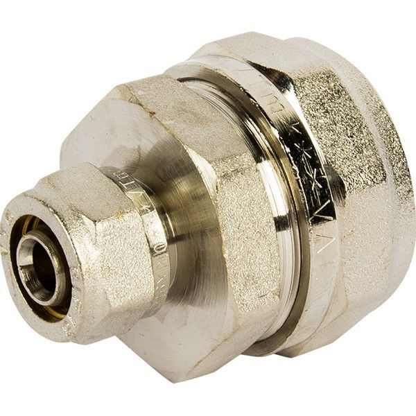 Соединитель обжимной Valtec, 32-16 мм, никелированная латунь VTm.303.N.003216