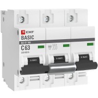 Выключатель автоматический EKF Basic mcb47100-3-63C-bas 3Р 230В 63А