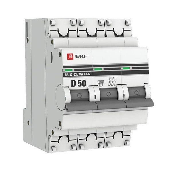 Выключатель автоматический EKF PROxima mcb4763-3-50D-pro 3Р 230В 50А
