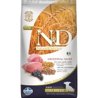 Сухой корм для щенков мини пород FARMINA N&D Ancestral Grain Lamb&Blueberry Puppy Mini низкозерновой Ягненок Черника 2.5 кг