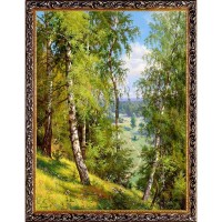 Картина на холсте Русская коллекция Берёзы в лесу, 68х88 см