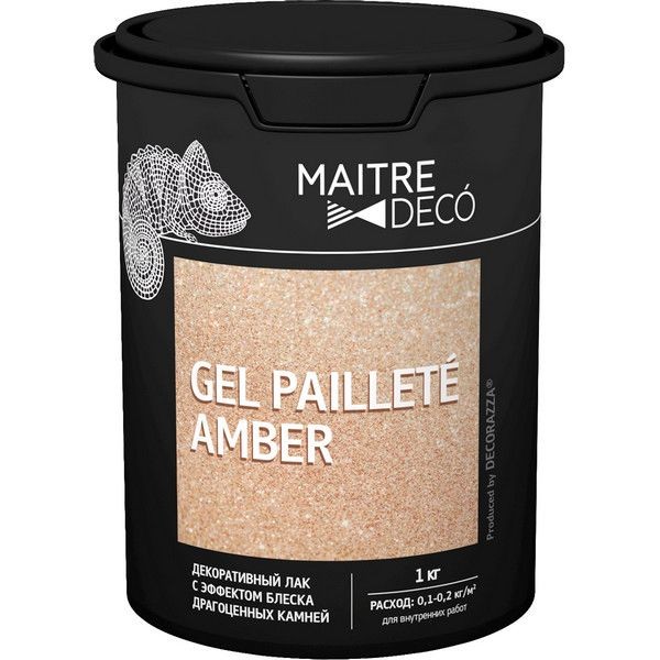 Лак декоративный Maitre Deco «Gel Paillete Amber» эффект блеска драгоценных камней 1 кг