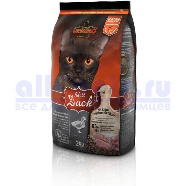 Сухой корм для взрослых кошек Leonardo Adult Sensitive Утка/рис 2кг