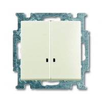 Выключатель встраиваемый ABB Basic 55 2 клавиши с подсветкой, цвет шале (белый)
