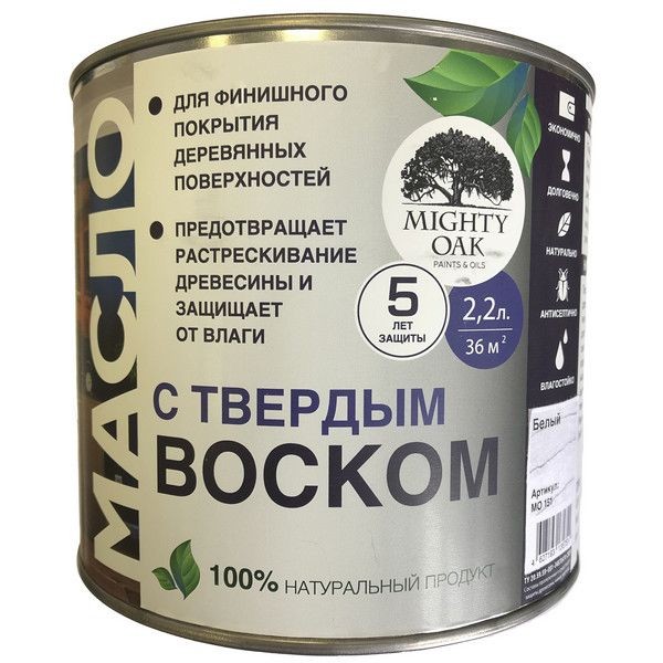 Масло с твердым воском Mighty Oak цвет белый 2 л
