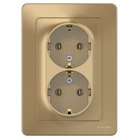 Розетка двойная встраиваемая Schneider Electric Blanca с заземлением, цвет титан