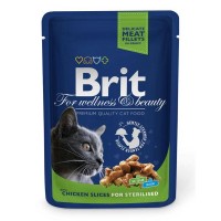 Влажный корм для стерилизованных кошек BRIT Premium Курица 100 г, 24 шт.