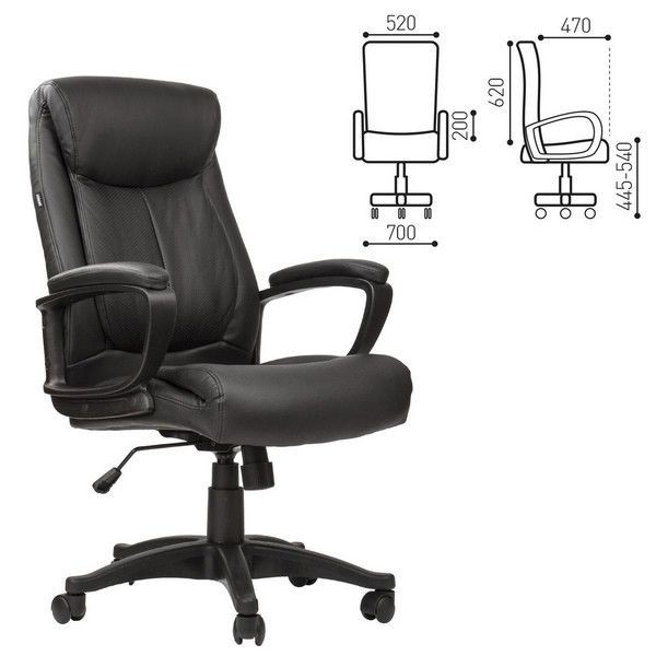 Кресло офисное Brabix Enter Ex-511, экокожа, черное, 530859