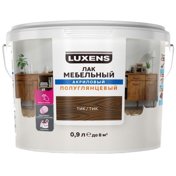Лак для мебели Luxens акриловый цвет тик полуглянцевый 0.9 л