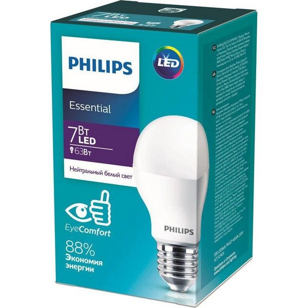 Лампа Philips Essential E27 7 Вт груша 680 Лм нейтральный