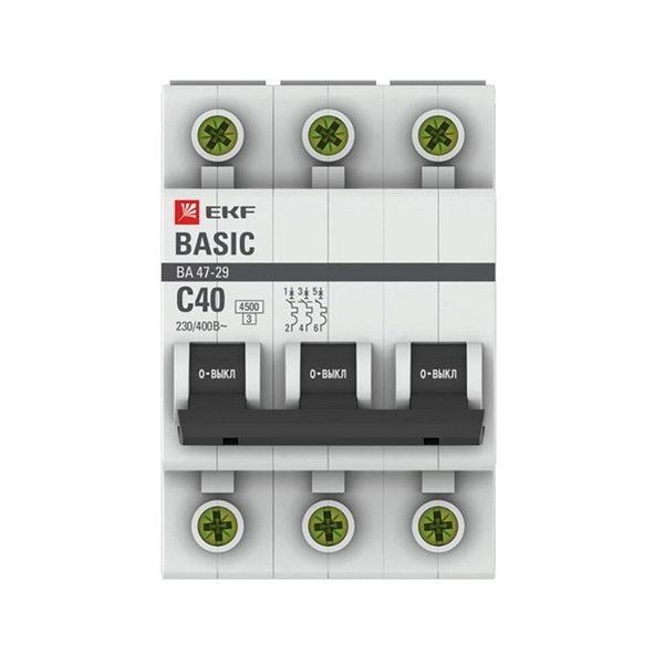 Выключатель автоматический EKF Basic mcb4729-3-40C 3Р 230В 40А