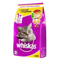 Сухой корм WHISKAS для кошек «Подушечки с паштетом. Ассорти с курицей и индейкой», 1,9кг