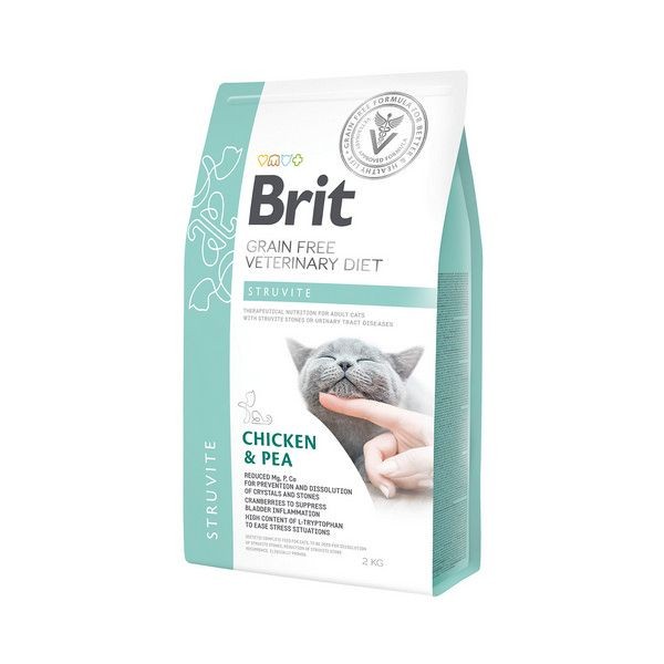 Сухой корм для кошек при струвитном типе МКБ BRIT VDC Struvite беззерновой Курица Горох 2 кг