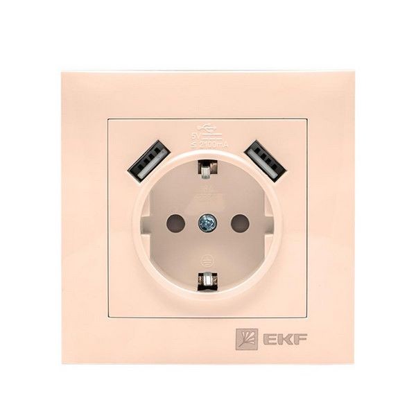 Розетка EKF PROxima Валенсия EWR16-028-20-2USB