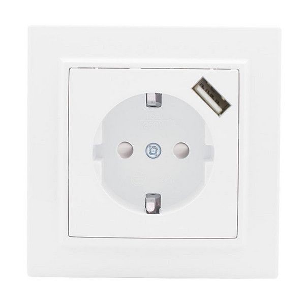 Розетка EKF с защитной шторкой с USB ERR16-028-100-USB