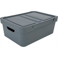 Ящик с крышкой Luxe, 380х276х140 мм, 12 л, полипропилен, цвет серый