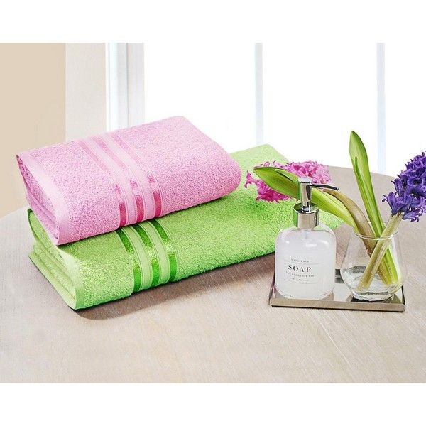 Набор из 2-х полотенец Harmonika Цвет: Салатовый, Розовый (50х80 см, 70х130 см) br33550