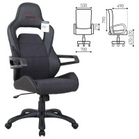 Кресло компьютерное Brabix Nitro Gm-001, ткань, экокожа, черное, 531817
