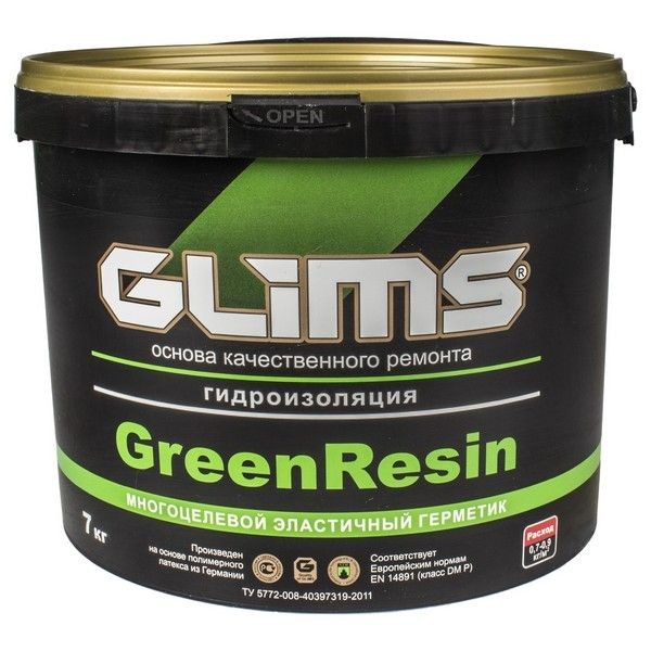 Герметик эластичный Glims GreenResin, 7 кг