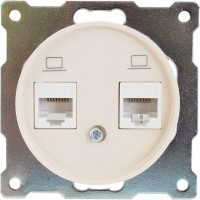 Розетка компьютерная двойная встраиваемая Onekey Florence RJ45, UTP cat 5e, цвет бежевый