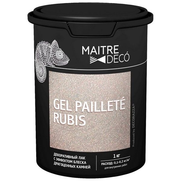 Лак декоративный Maitre Deco «Gel Paillete Rubis» эффект блеска драгоценных камней 1 кг