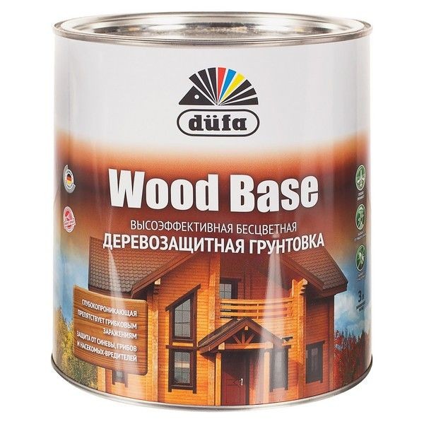 Грунтовка по дереву с биоцидом Wood Base 3 л бесцветная