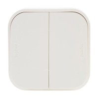 Выключатель накладной Legrand Quteo 2 клавиши, цвет слоновая кость