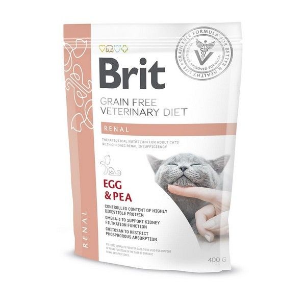 Сухой корм для кошек при заболеваниях почек BRIT VDC Renal беззерновой Яйца Горох 400 г