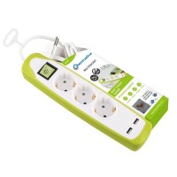 Удлинитель с заземлением на 3 розетки, 2 м, выключатель, 2 USB, цвет белый
