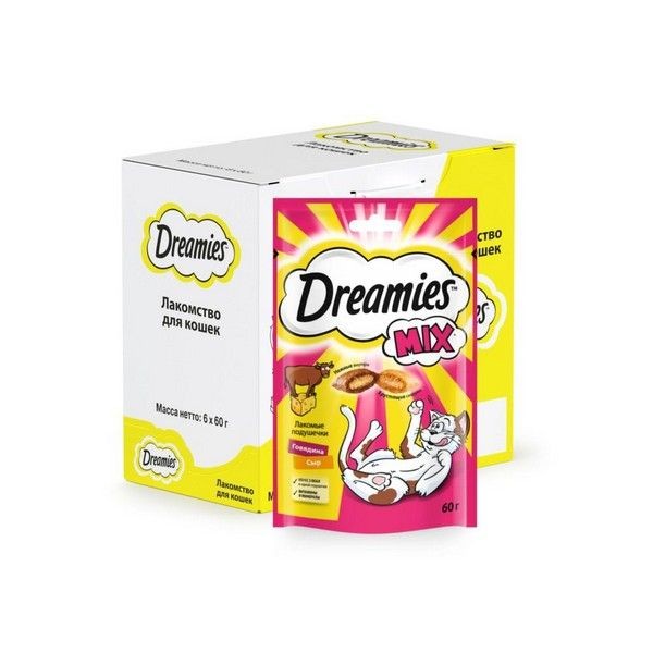 Лакомство для кошек Dreamies говядина, 6 шт по 60 г