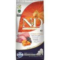Сухой корм для щенков средних и крупных пород FARMINA N&D Grain Free Dog Pumpkin Lamb&Blueberry Puppy Medium&Maxi беззерновой Ягненок Черника Тыква 12 кг