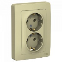 Розетка двойная встраиваемая Schneider Electric Blanca с заземлением, цвет бежевый