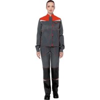 Костюм КМ-10 ЛЮКС, серый-красный-черный, женский (разм. 80-84, рост 170-176)
