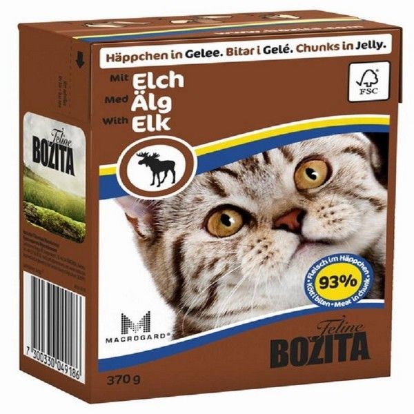 Влажный корм для кошек BOZITA Кусочки в желе Лось 370 г
