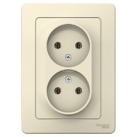 Розетка двойная встраиваемая Schneider Electric Blanca без заземления, цвет молочный