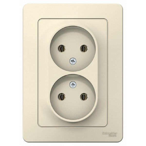 Розетка двойная встраиваемая Schneider Electric Blanca без заземления, цвет молочный