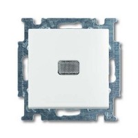 Переключатель проходной встраиваемый ABB Basic 55 1 клавиша с подсветкой, цвет альпийский белый