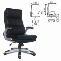 Кресло офисное Brabix Fregat Ex-510, рециклированная кожа, черное, 530863
