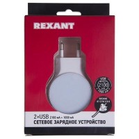 Сетевое зарядное устройство Rexant USBx2, 5 V, 2100 mA+1000 mA