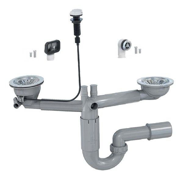 Сифон для мойки PREVEX P-loc автомат PL2-R9C45-SANT-01 двойной