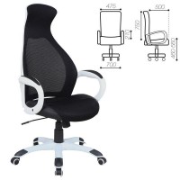 Кресло офисное Brabix Premium Genesis Ex-517, пластик белый, ткань/экокожа/сетка черная, 531573