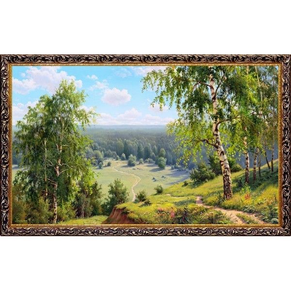 Картина на холсте Русская коллекция Берёзовая долина, 68х108 см